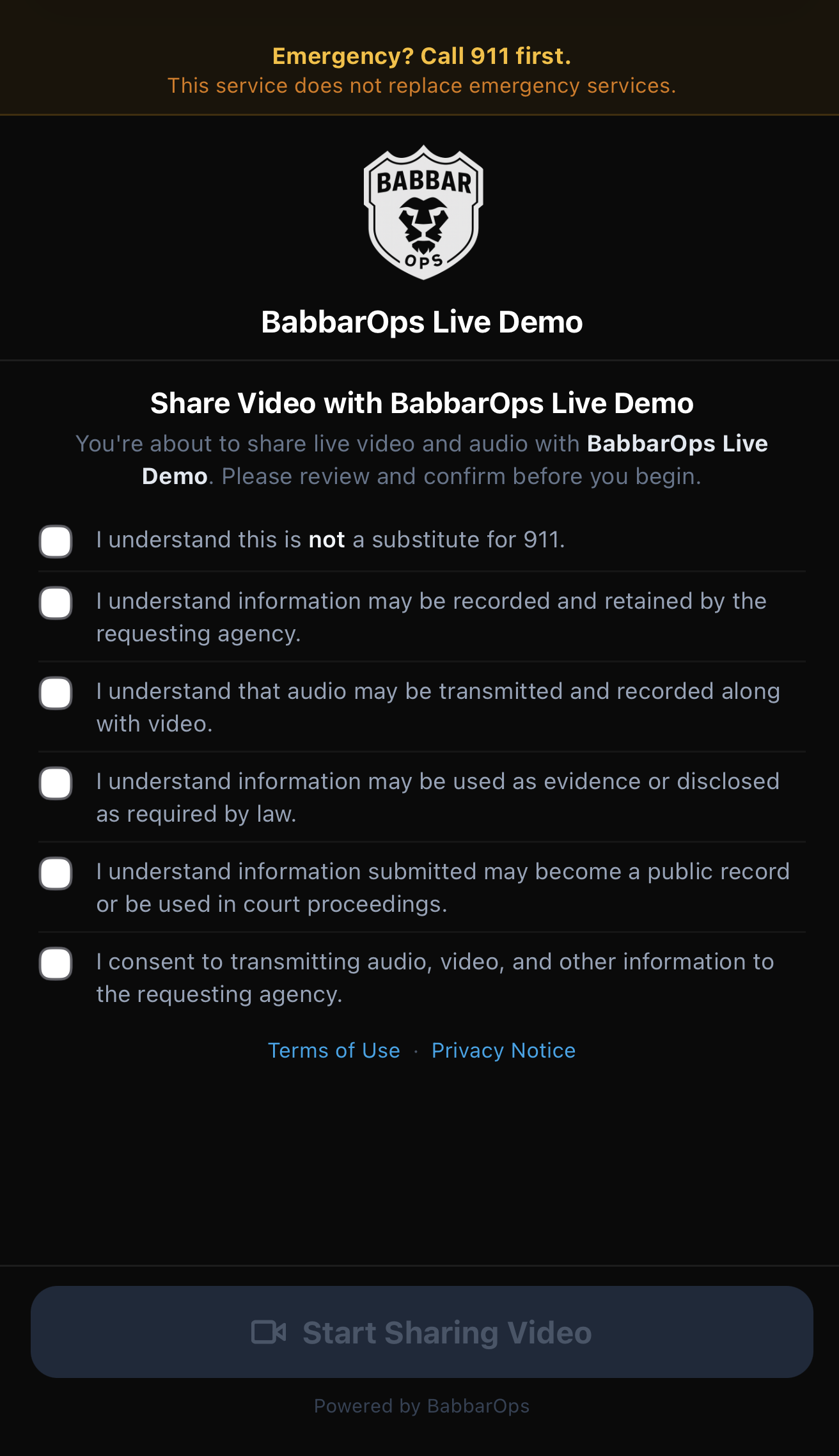 EyesOn consent screen